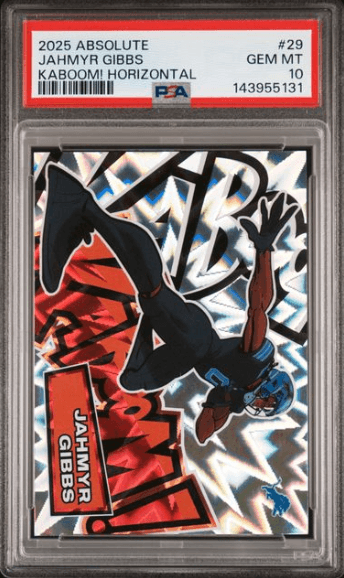 2025 Absolute Jahmyr Gibbs Kaboom! Horizontal #29 — PSA 10 GEM MT