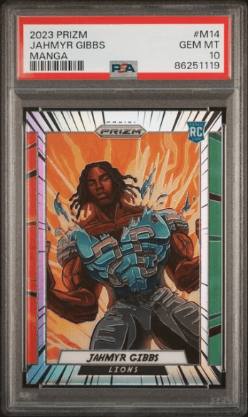 2023 Panini Prizm Jahmyr Gibbs Manga RC #M14 — PSA 10 Gem Mint